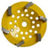 Tornado 7" Cup Wheel 6 Seg Curved 25 Grit - Yellow/ Hard Floor