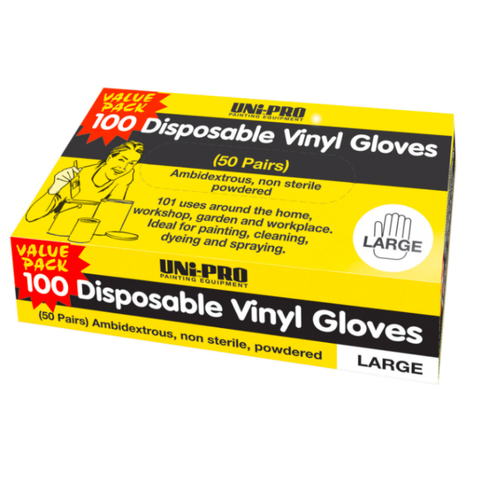 UniPro Vinyl Disposable Gloves 100 Pack FF1571L